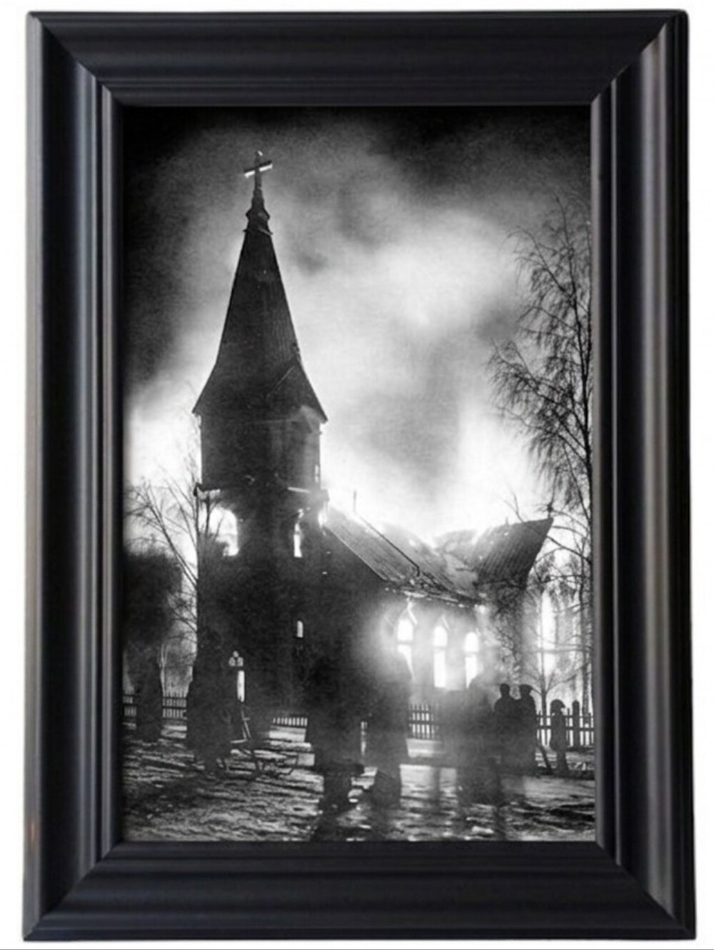 Vintage Burning Chruch Occult Gothic Halloween Gothic Goth Retro Oddy Dark Photo